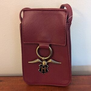 Harry Potter Hedwig & Letter Charm Crossbody Purse Burgundy Vegan Faux Leather